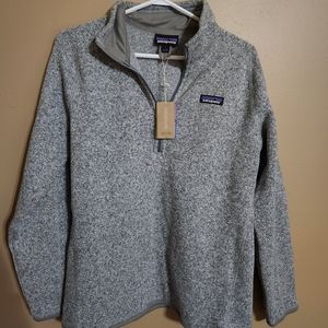 Patagonia Better Sweater 1/4 zip Ladies Large Slim Birch White